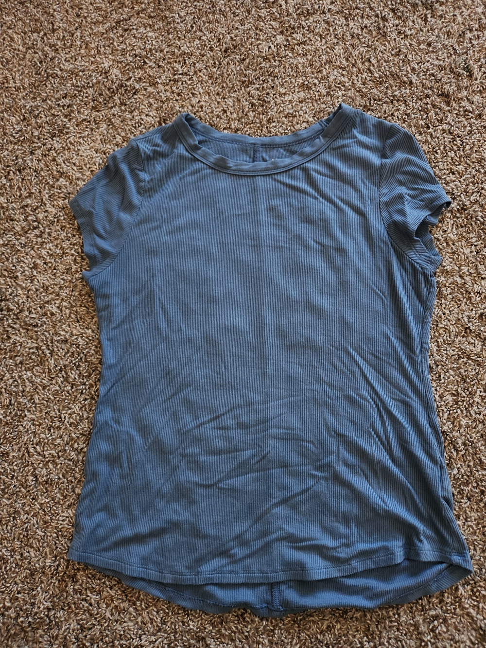 American Eagle Blue Ribbed Short Sleeve Tee - Picture 1 of 3